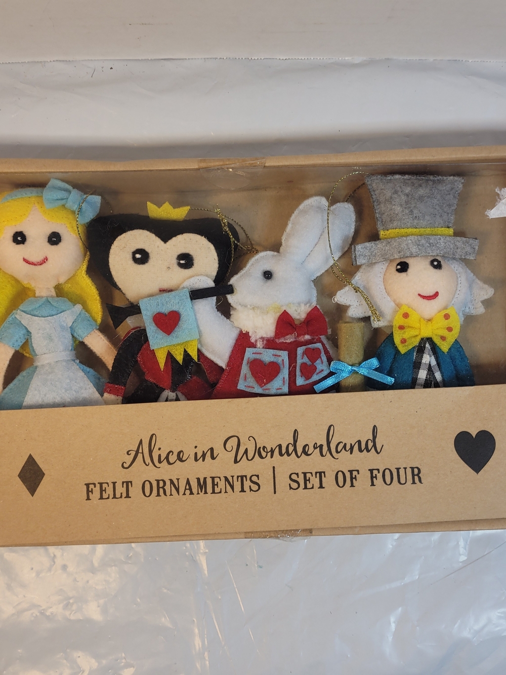 Alice in Wonderland Felt Ornament Set of 4 BAM Exclusive New RARE (A3)